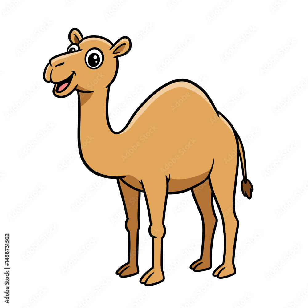 Cute cartoon camel standing illustration Cute cartoon camel standing illustration