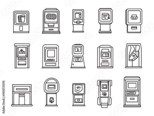 Modern Digital Kiosk Line Art Style for Stock Assets