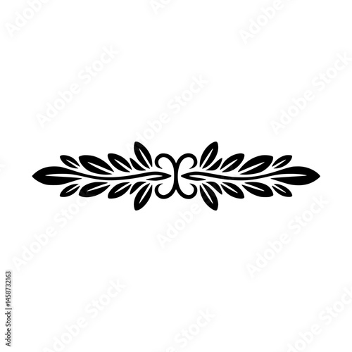 Elegant Black Floral Divider Element on White Background