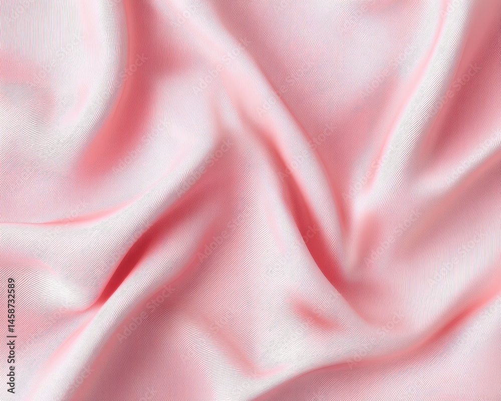 Obraz premium Pastel pink fabric with smooth folds creating a soft and elegant texture, ideal for conveying a sense of beauty and style in fashion or cosmetics presentations