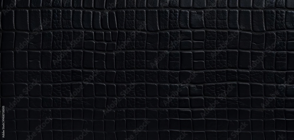Black alligator leather seamless pattern, textured background, textile, luxury