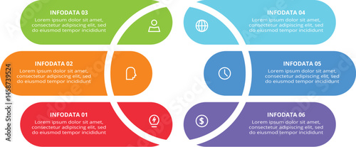 Workflow concept for infographic with 6 steps, options, parts or processes. Business data visualization.