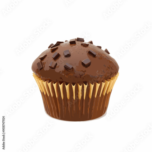 chocolate muffin isolated on white