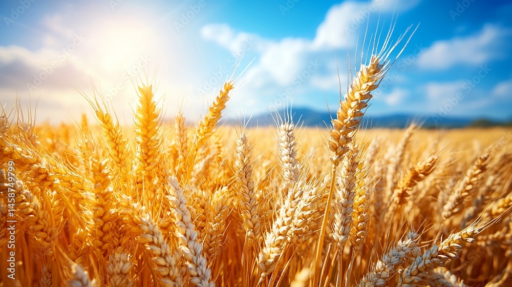 Fototapeta premium Golden wheat field under a sunny sky
