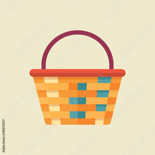Basket vector minimalist flat design.