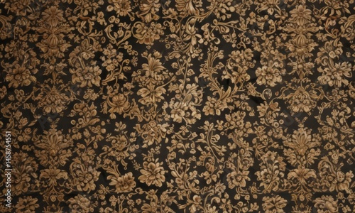 Elegant royal textile with intricate floral pattern, subtle gold accents , lace, rose