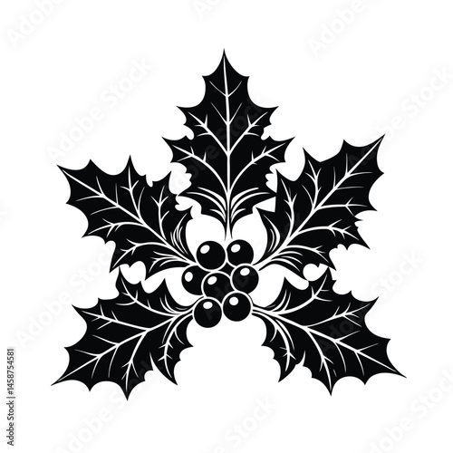 a christmas holly vector art silhouette