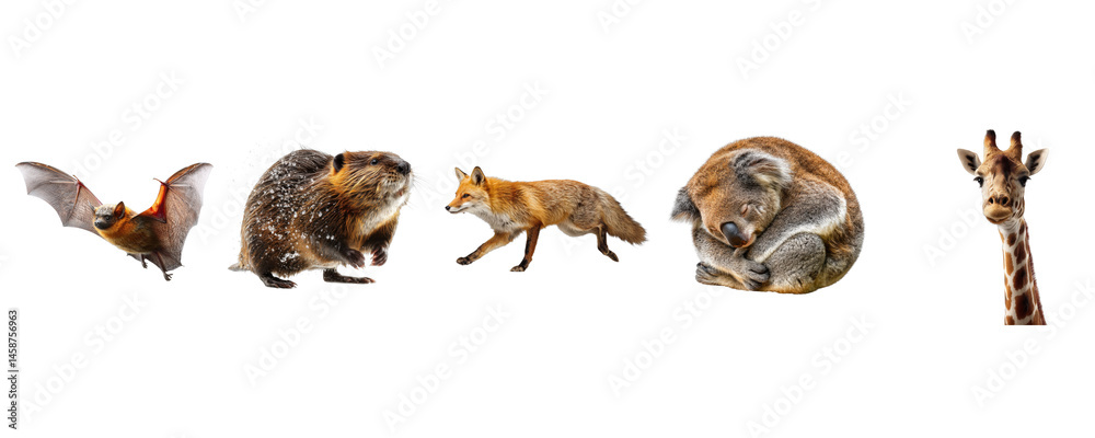 Obraz premium Wild Animal Collection Isolated on Transparent Background