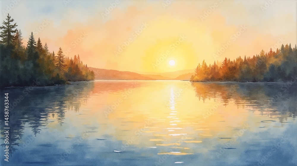 Fototapeta premium Peaceful Pond: Morning Reflections