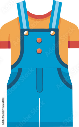 A detailed vector art illustration of classic overalls cloth, showcasing realistic texture, stitching, and fabric folds in a clean, stylish design.
