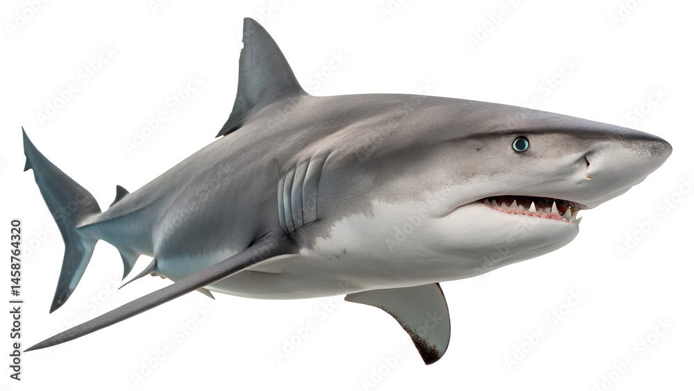 Fototapeta premium Aggressive Shark Swimming with Sharp Teeth