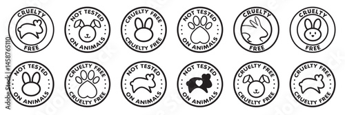 Not tested on animals and Cruelty free icons vector set. Isolated on white background