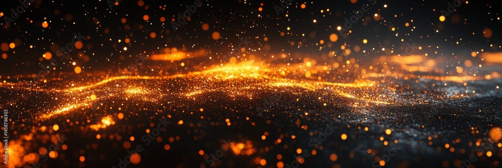 Naklejka premium Abstract Luxury Swirling Rose Gold Glitter With Shine Particles Bokeh On A Dark Background