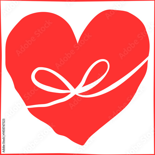 cute red heart shape with bow, commonly associated with Valentine's Day.