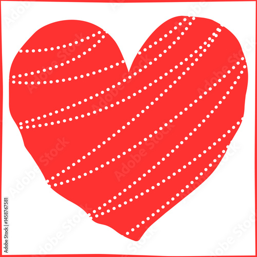 red heart shape with dotted lines, commonly associated with Valentine's Day.