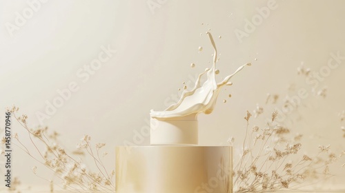 Cream Splash on a Pedestal with Dried Flowers