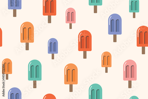 summer colorful seamless ice cream pattern, great for wrapping, textile, wallpaper, greeting card- vector illustration