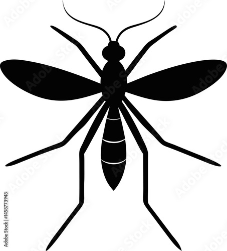 Mosquito icon Silhouette vector on transparent background