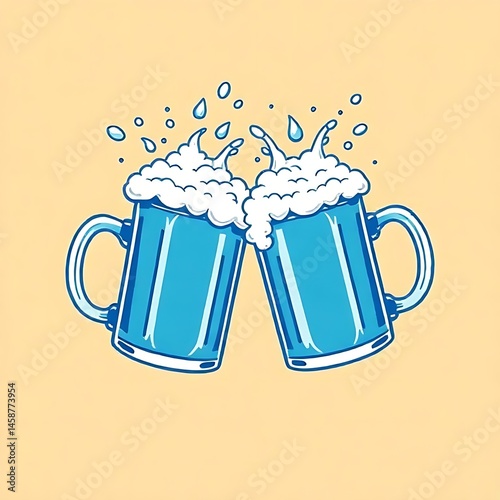 Cheers with Frothy Beer Mugs