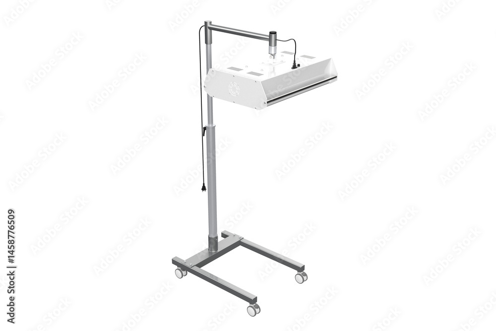 Mobile Infrared Treatment Device with Multiple Lamps and Adjustable Height on Transparent Background PNG Mobile Infrared Treatment Device with Multiple Lamps and Adjustable Height on Transparent Background PNG