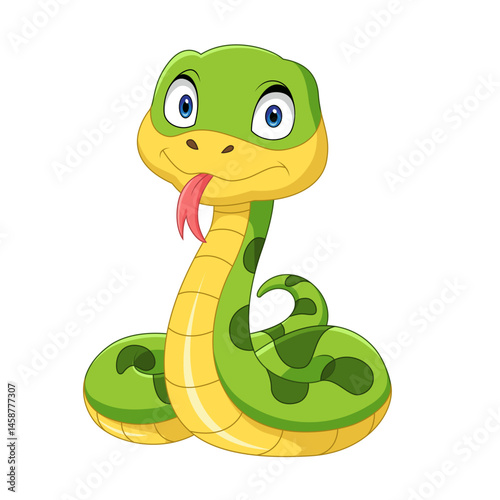 Cartoon anaconda snake on white background