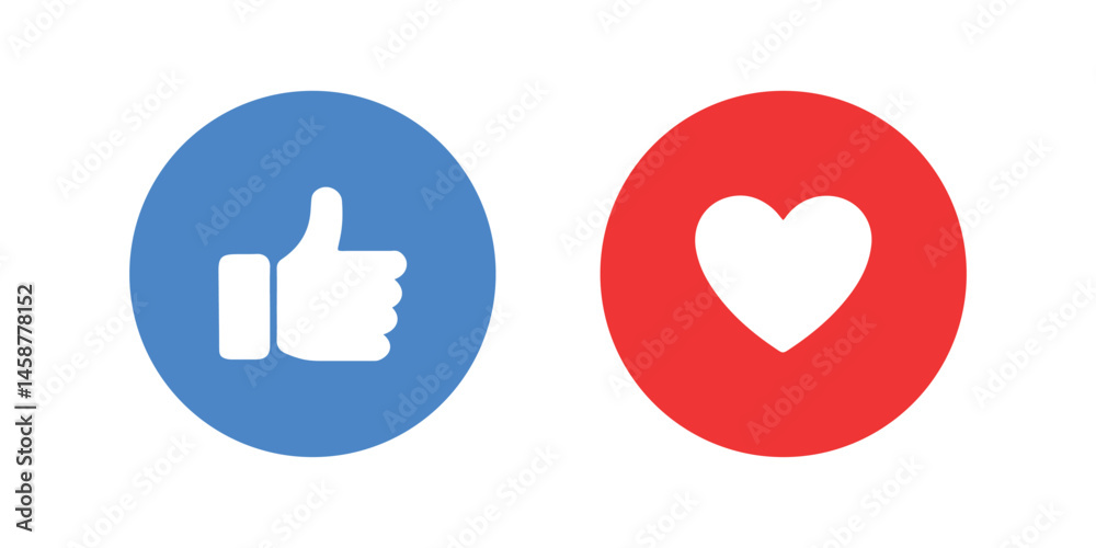 Thumbs up and heart, social media icon vector Thumbs up and heart, social media icon vector