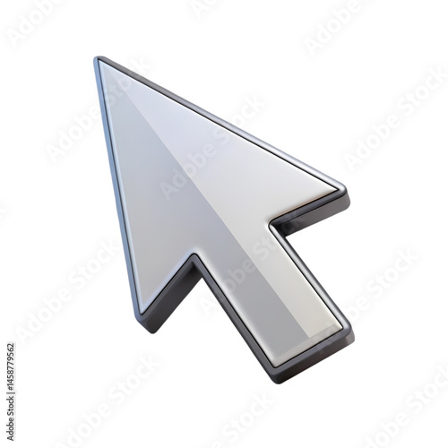 Sleek Metallic Cursor Icon: A 3D Render