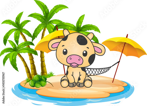 cute brown cow on the island