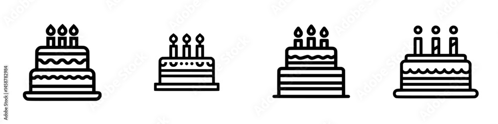 Vector illustration of birthday cakes with candles in a simple and modern design style for celebration concepts Vector illustration of birthday cakes with candles in a simple and modern design style for celebration concepts