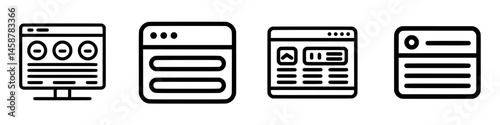 Vector illustration of modern web design elements showcasing user interface components and layouts for digital applications