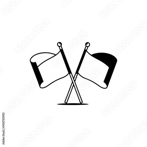 Set of Crossed and Paired Flags Icons – Minimalist and Symbolic Designs