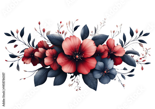 red floral ornament on a transparent background