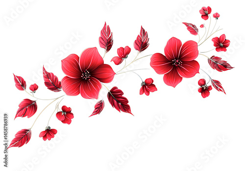  red floral ornament on a transparent background
