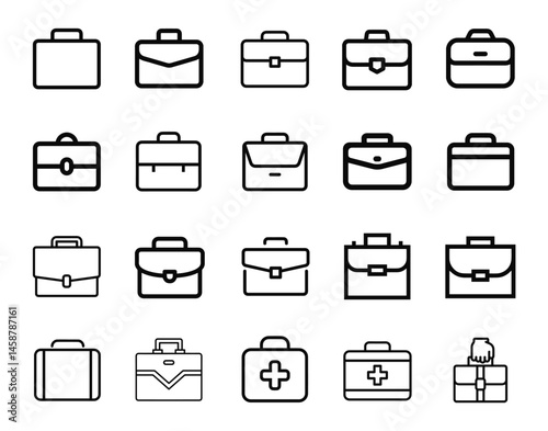 Minimalist Vector Pack: Sleek Briefcase Icon – Perfect for Business and Office Themes