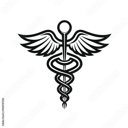 caduceus medical line art symbol