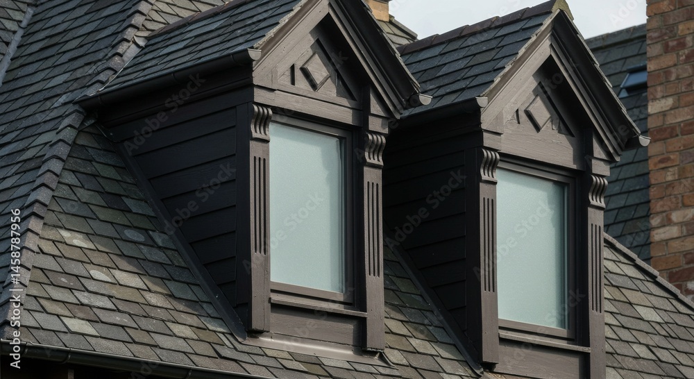 Dark Gray Slate Roof with Dormer Windows Dark Gray Slate Roof with Dormer Windows