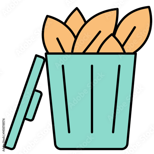 Trash can with leaf