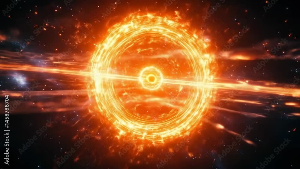 Pulsating Energy Ball Emitting Light Streaks in Deep Space Abstract Pulsating Energy Ball Emitting Light Streaks in Deep Space Abstract