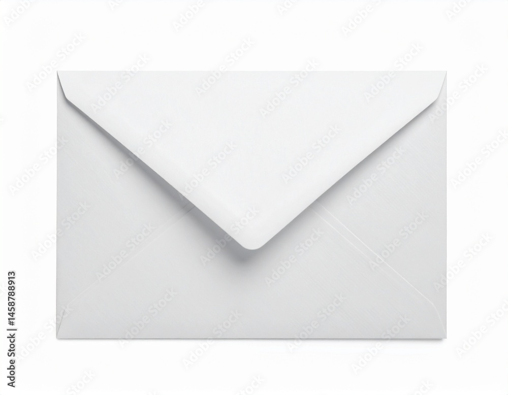 A plain, closed white envelope isolated on a white background, ready for sending letters or important documents A plain, closed white envelope isolated on a white background, ready for sending letters or important documents