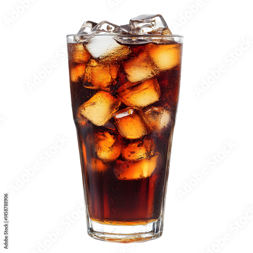 Ice Cold Cola Drink: Refreshing Soda in Glass on white background