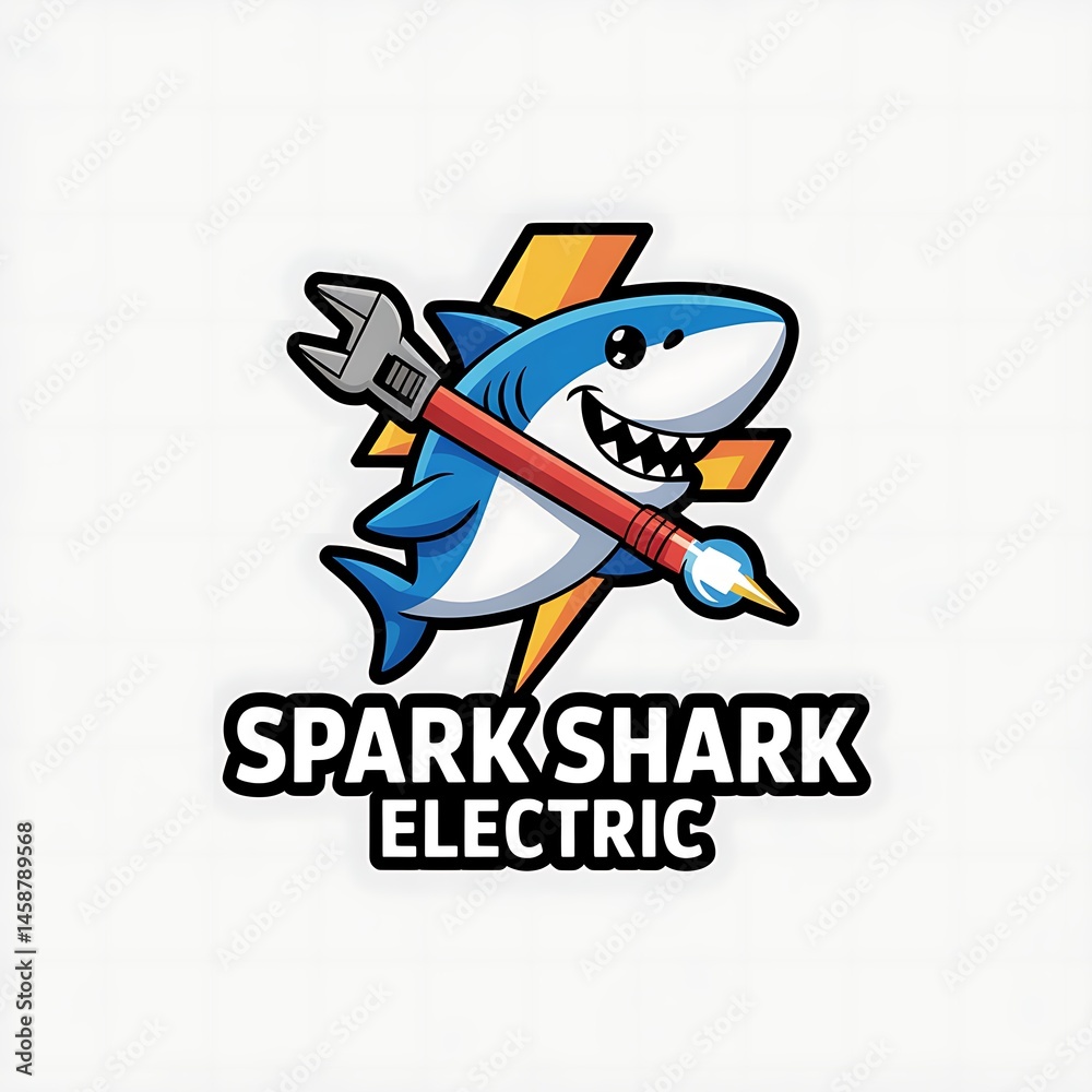 Spark Shark Electric: A Dynamic, Industry-Focused Logo with a Cartoon Shark and Electrical Theme Spark Shark Electric: A Dynamic, Industry-Focused Logo with a Cartoon Shark and Electrical Theme