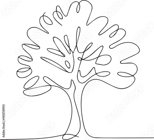 Single Continuous Line Drawing of a Tree

