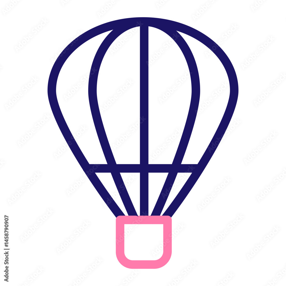 Fototapeta premium Hot Air Balloon Vector Line Two Colors Icon Design
