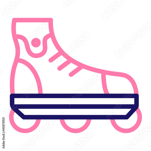 Rollerblades Vector Line Two Colors Icon Design