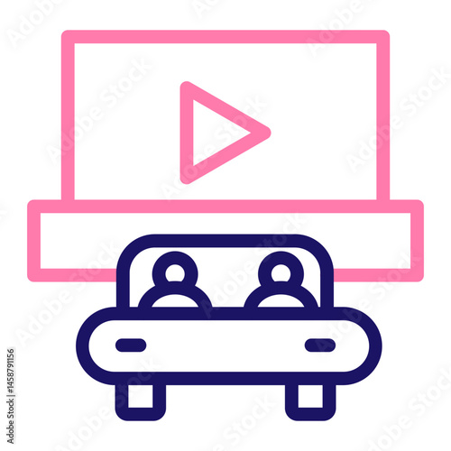 Outdoor Cinema Vector Line Two Colors Icon Design