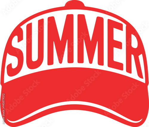Red Summer Cap Text Graphic Illustration

