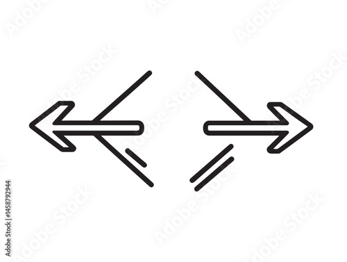 Stylish Double Arrow Left Line Art Vector for Creative Projects