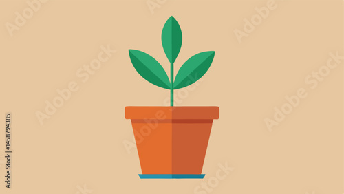Single Plant An illustration of a single elegant potted plant on a plain background symbolizing the beauty of simplicity and nature.