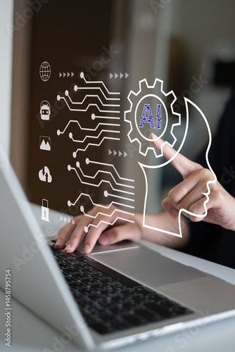 Artificial intelligence technology ai digital innovation image generation chatbot business dashboard data analysis marketing innovation network assistance automation system software machine learning