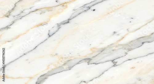 Abstract White Marble Texture Background with Grey Veins - Natural Stone Pattern Detail